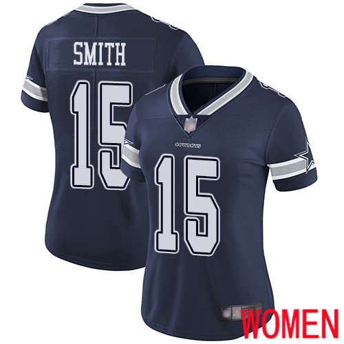 Women Dallas Cowboys Limited Navy Blue Devin Smith Home 15 Vapor Untouchable NFL Jersey